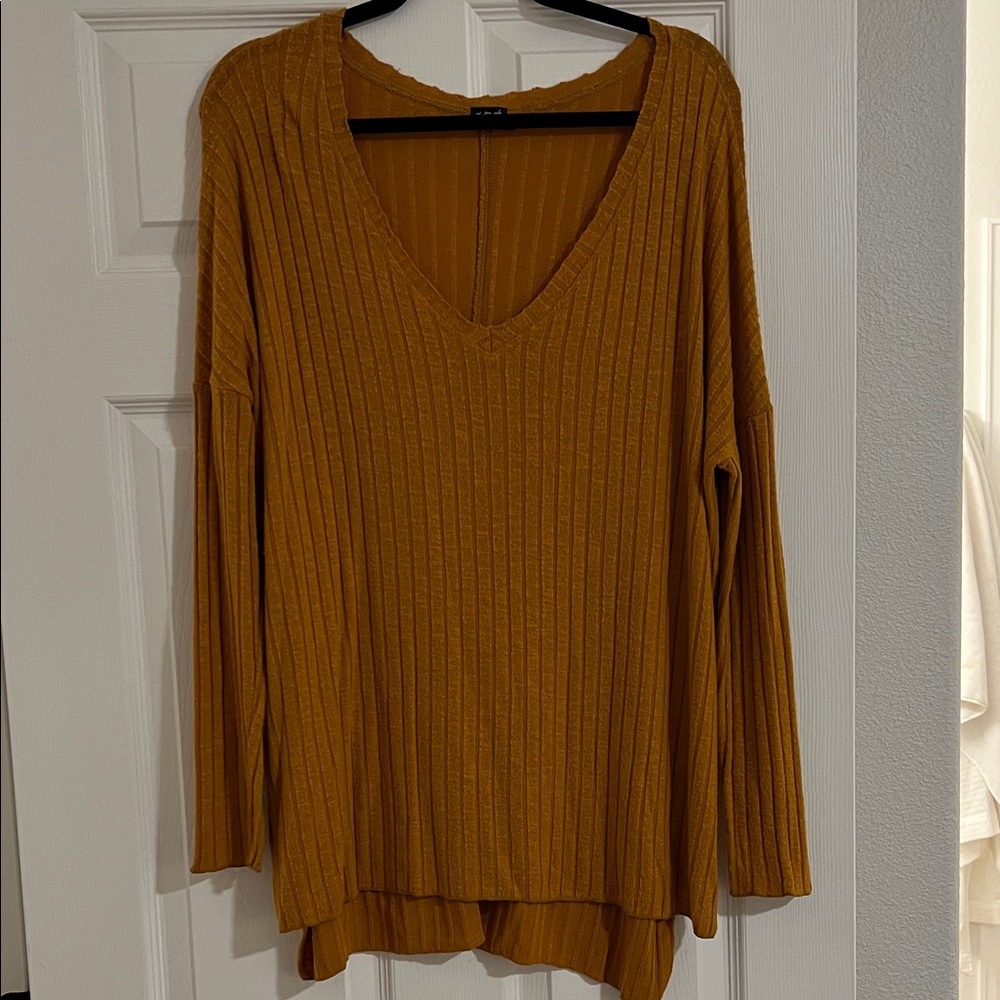 Urban Outfitters Amber Ribbed V-Neck Long Sleeve